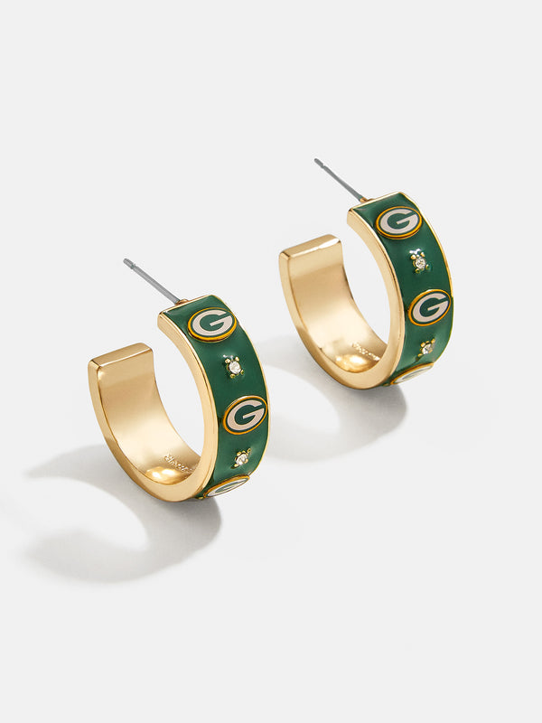 WEAR By Erin Andrews x BaubleBar Green Bay Packers Enamel Hoop Earrings - Green Bay Packers