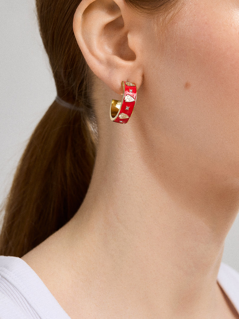 BaubleBar WEAR By Erin Andrews x BaubleBar Kansas City Chiefs Enamel Hoop Earrings - Kansas City Chiefs - 
    NFL hoop earrings
  
