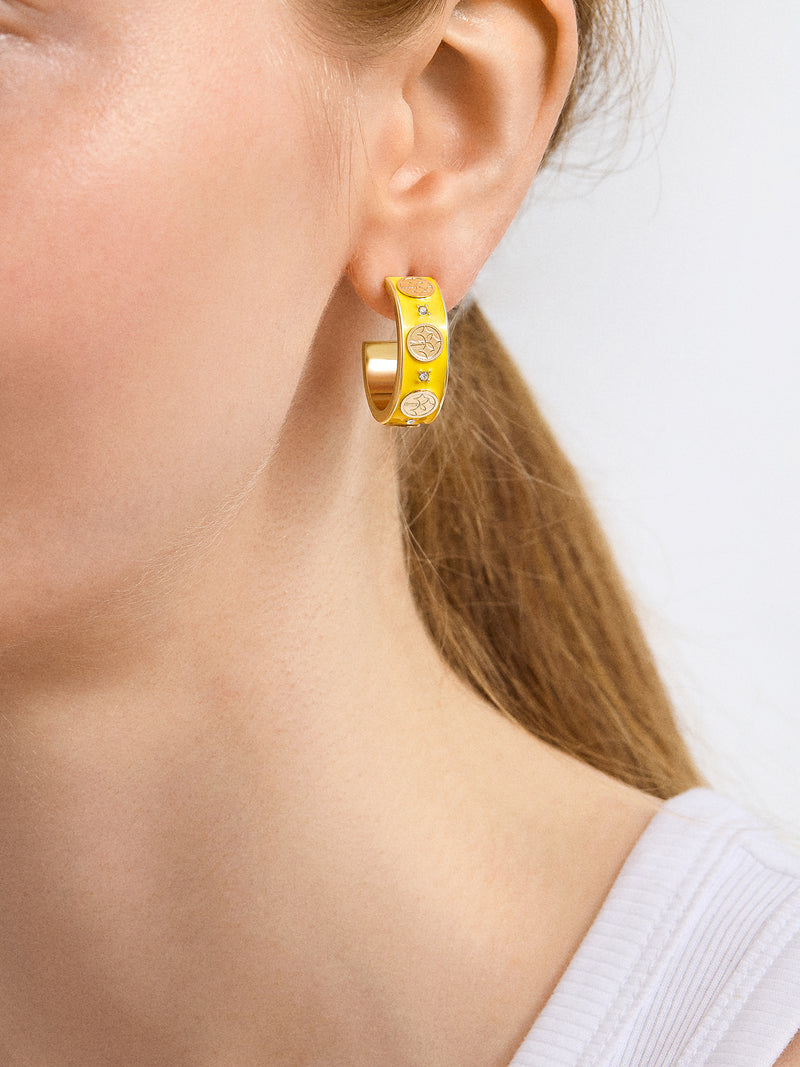 BaubleBar WEAR By Erin Andrews x BaubleBar Pittsburgh Steelers Enamel Hoop Earrings - Pittsburgh Steelers - 
    NFL hoop earrings
  
