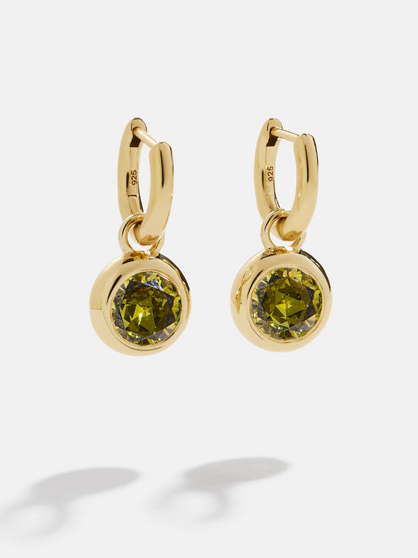 18K Gold Birthstone Drop Earrings - Peridot