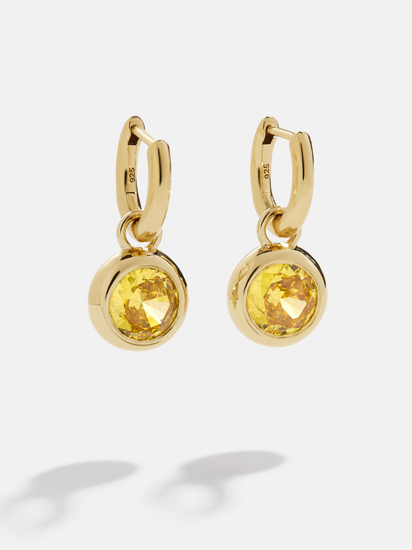 18K Gold Birthstone Drop Earrings - Topaz