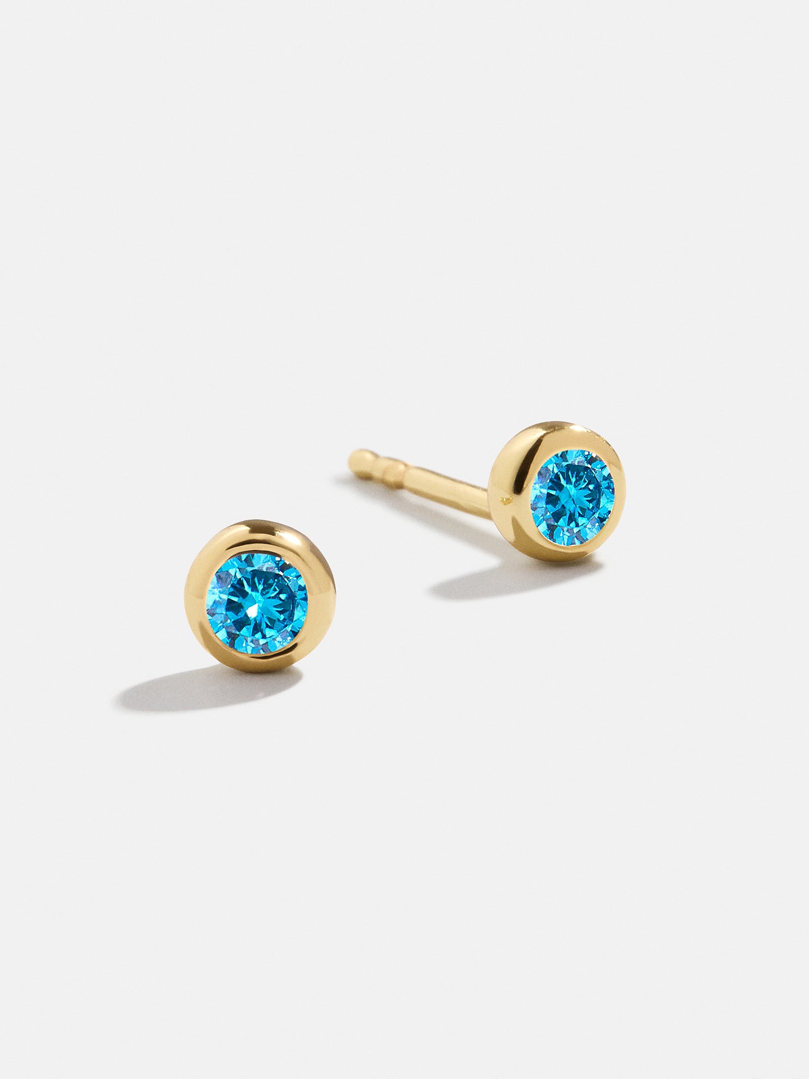 ❤️ 10k gold earrings blue stud ❤️ 2024 Tiny 2mm ❤️ birthstone