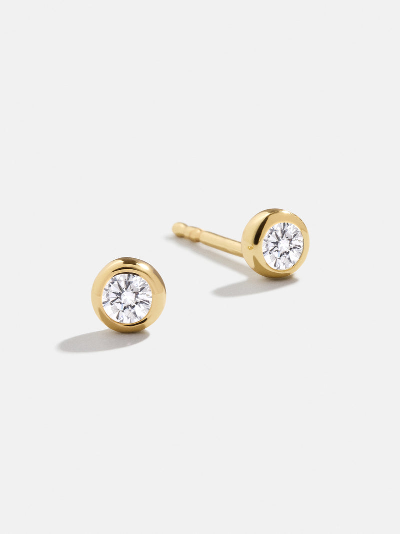 18K Gold Birthstone Stud Earrings - Crystal