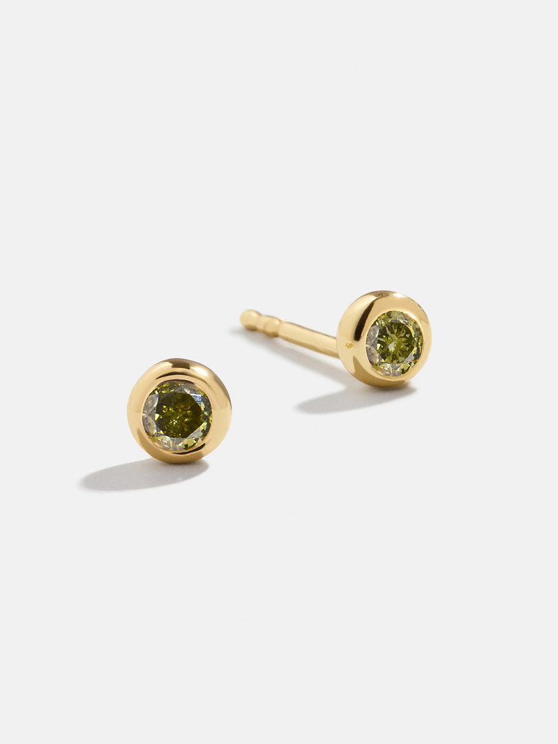 18K Gold Birthstone Stud Earrings - Peridot