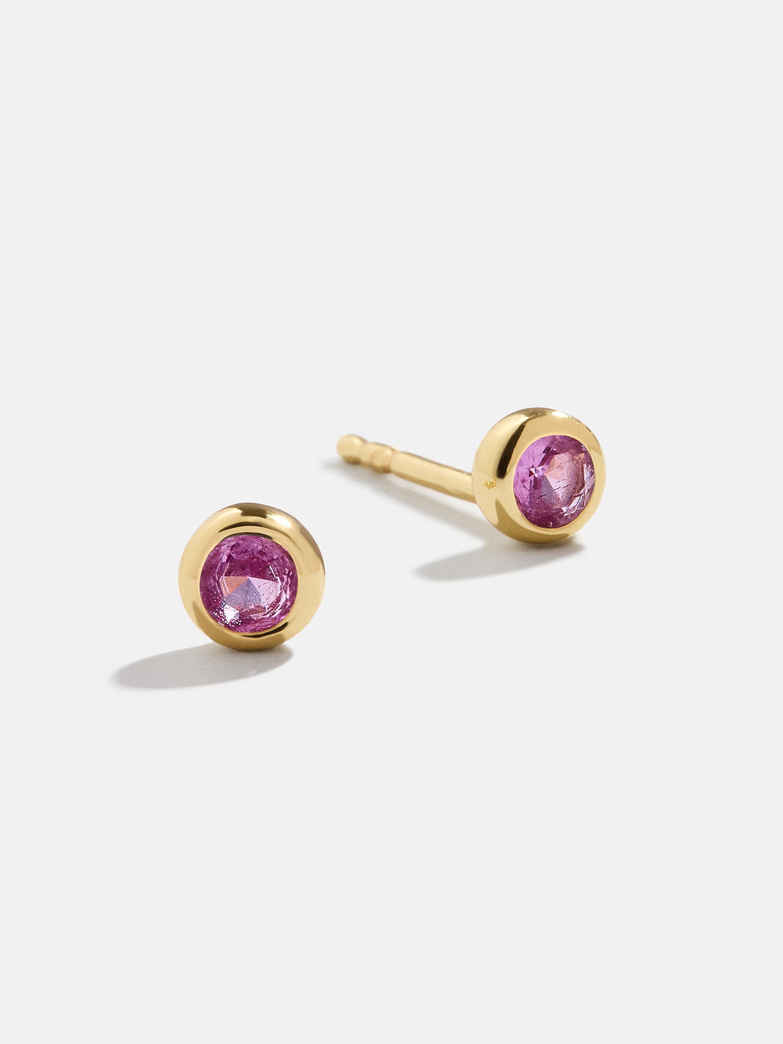 18K Gold Birthstone Stud Earrings - Rose