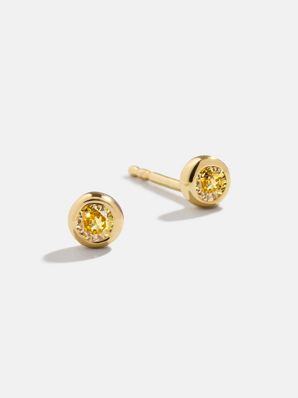 18K Gold Birthstone Stud Earrings - Topaz