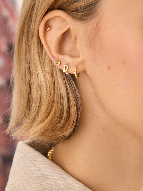 18K Gold Birthstone Stud Earrings - Rose
