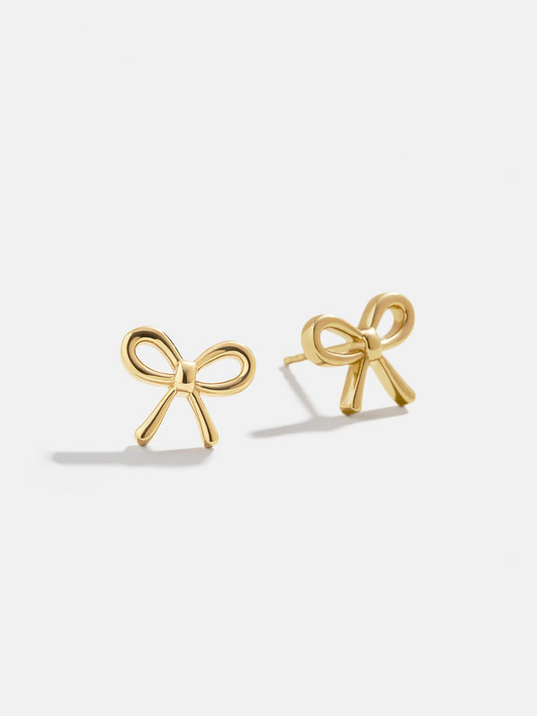 18K Gold Bow Earrings - Gold
