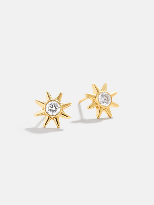 18K Gold Celestial Delicate Stud - Sun