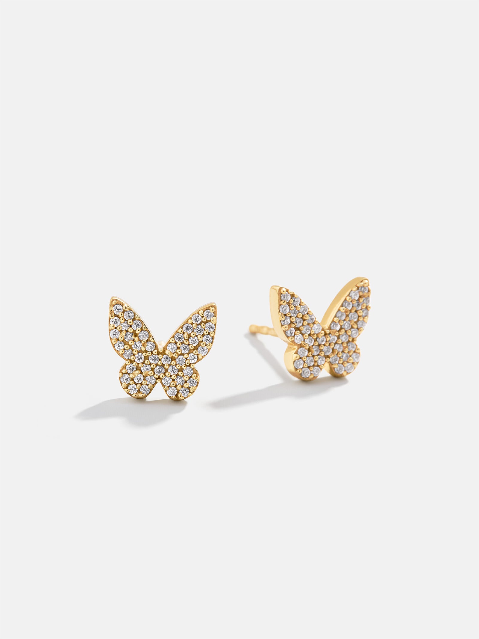 18K Gold Just For Fun Earrings - Pavé Butterfly