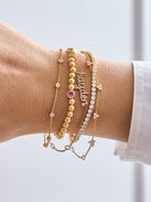 18K Gold Birthstone Pisa Bracelet - Light Amethyst