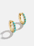 18K Gold Semi-Precious Huggie Earrings - Turquoise