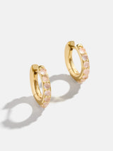 BaubleBar 18K Gold Semi-Precious Huggie Earrings - Rose Quartz - 
    18K Gold Plated Sterling Silver, Semi-Precious
  
