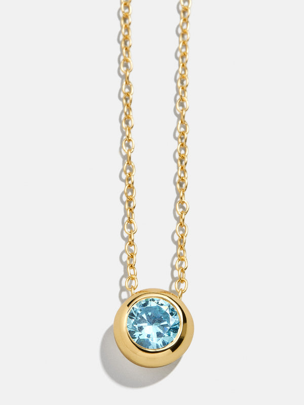 18K Gold Birthstone Pendant Necklace - Aquamarine