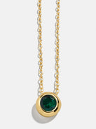 18K Gold Birthstone Pendant Necklace - Emerald