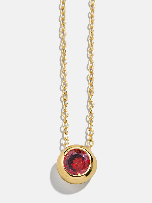 18K Gold Birthstone Pendant Necklace - Garnet