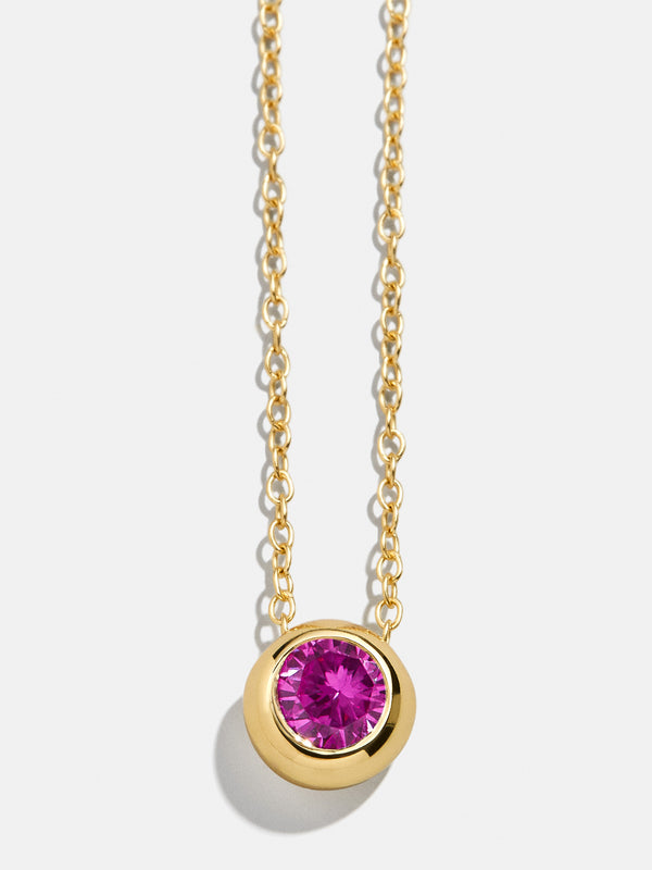 18K Gold Birthstone Pendant Necklace - Rose