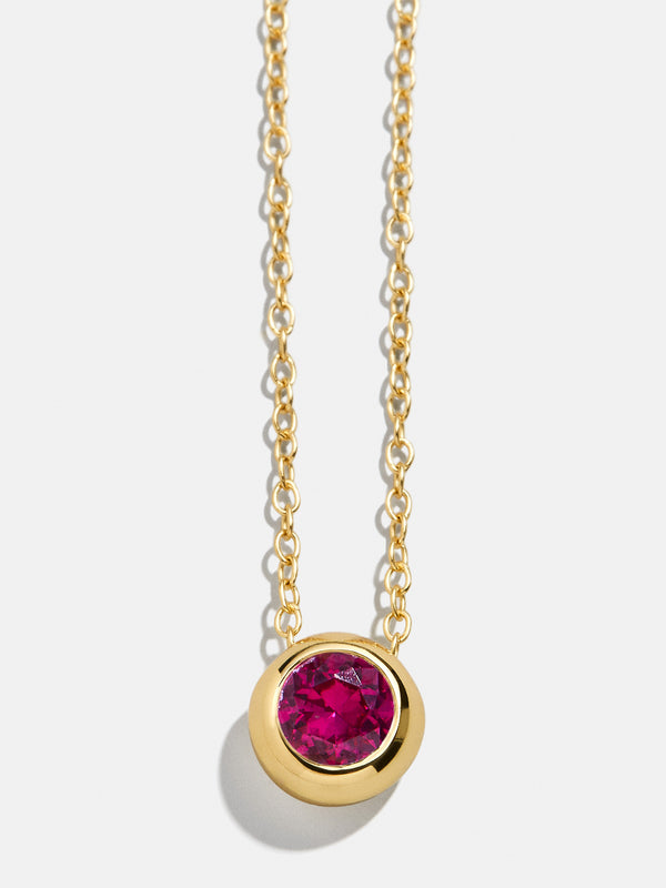 18K Gold Birthstone Pendant Necklace - Ruby