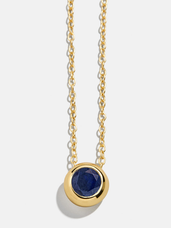 18K Gold Birthstone Pendant Necklace - Sapphire