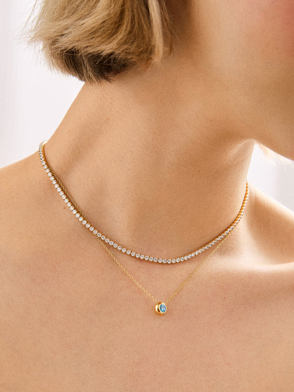 18K Gold Birthstone Pendant Necklace - Emerald