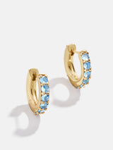 BaubleBar 18K Gold Birthstone Huggie Earrings - Aquamarine - 
    18K Gold Plated Sterling Silver, Cubic Zirconia
  
