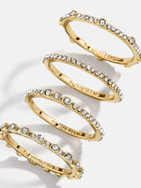 BaubleBar Maggie Ring Set - Clear/Gold - 
    Stackable ring set
  
