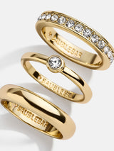 BaubleBar Darcy Ring Set - Clear/Gold - 
    Stackable ring set
  
