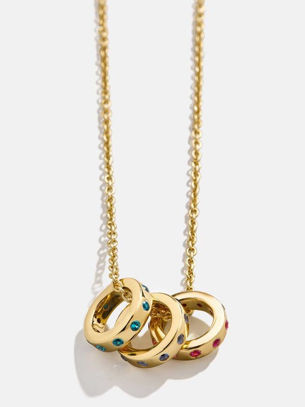 18K Gold Birthstone Charm Necklace - Gold