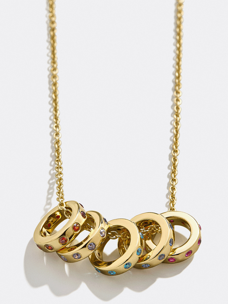BaubleBar 18K Gold Birthstone Charm Necklace - Gold - 
    18K Gold Plated Sterling Silver, Cubic Zirconia Stones
  
