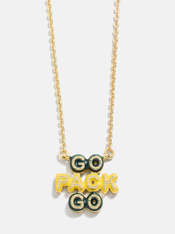 WEAR By Erin Andrews x BaubleBar Green Bay Packers Enamel Slogan Necklace - Green Bay Packers