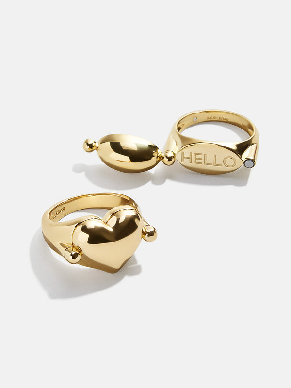 18K Gold Custom Engravable Peekaboo Ring - Heart