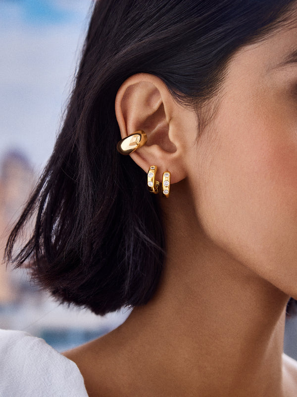 Sydney 18K Gold Earrings - Clear/Gold