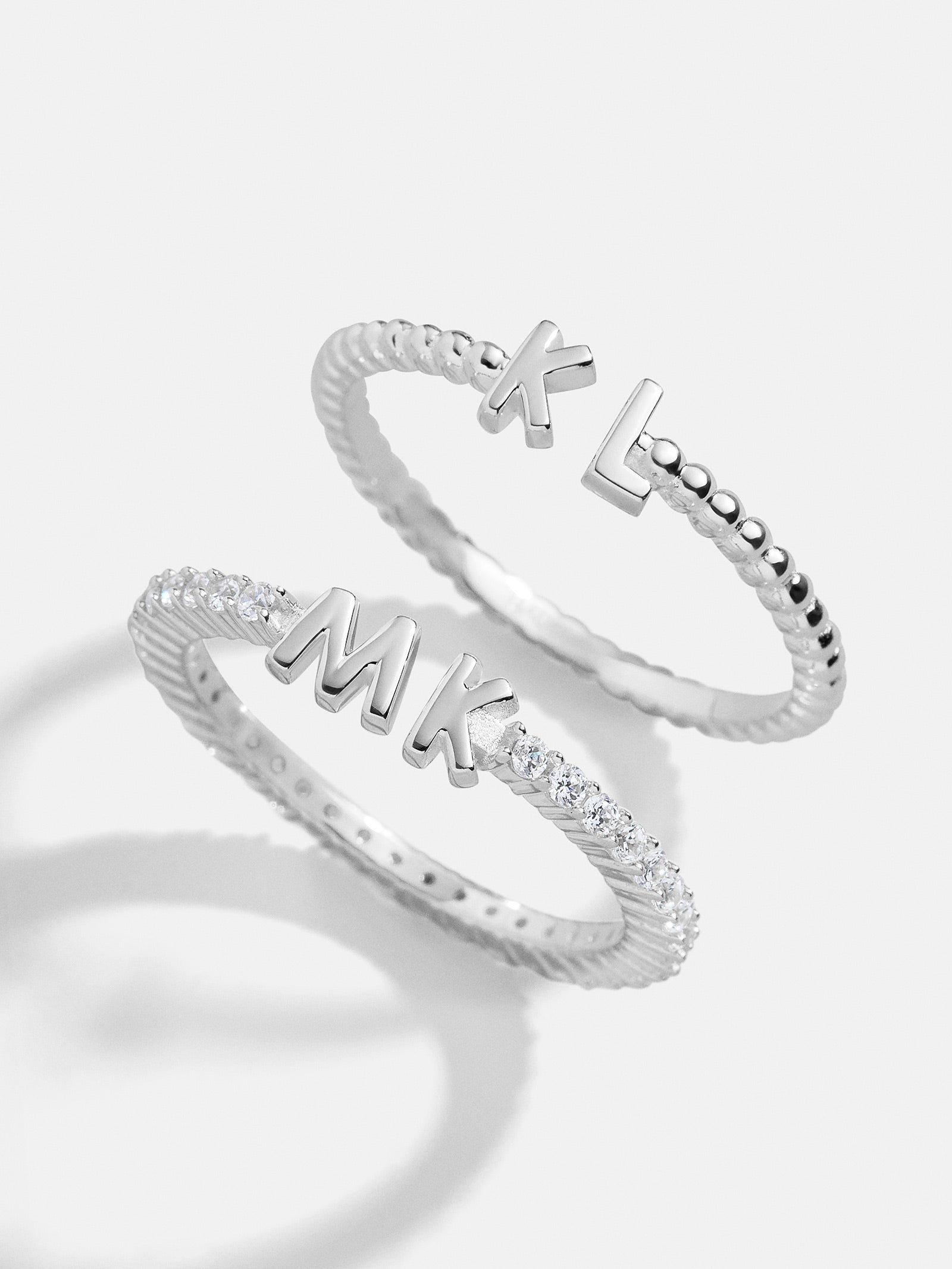 Sterling Silver Double Initial Custom Ring - Silver – Sterling Silver ...