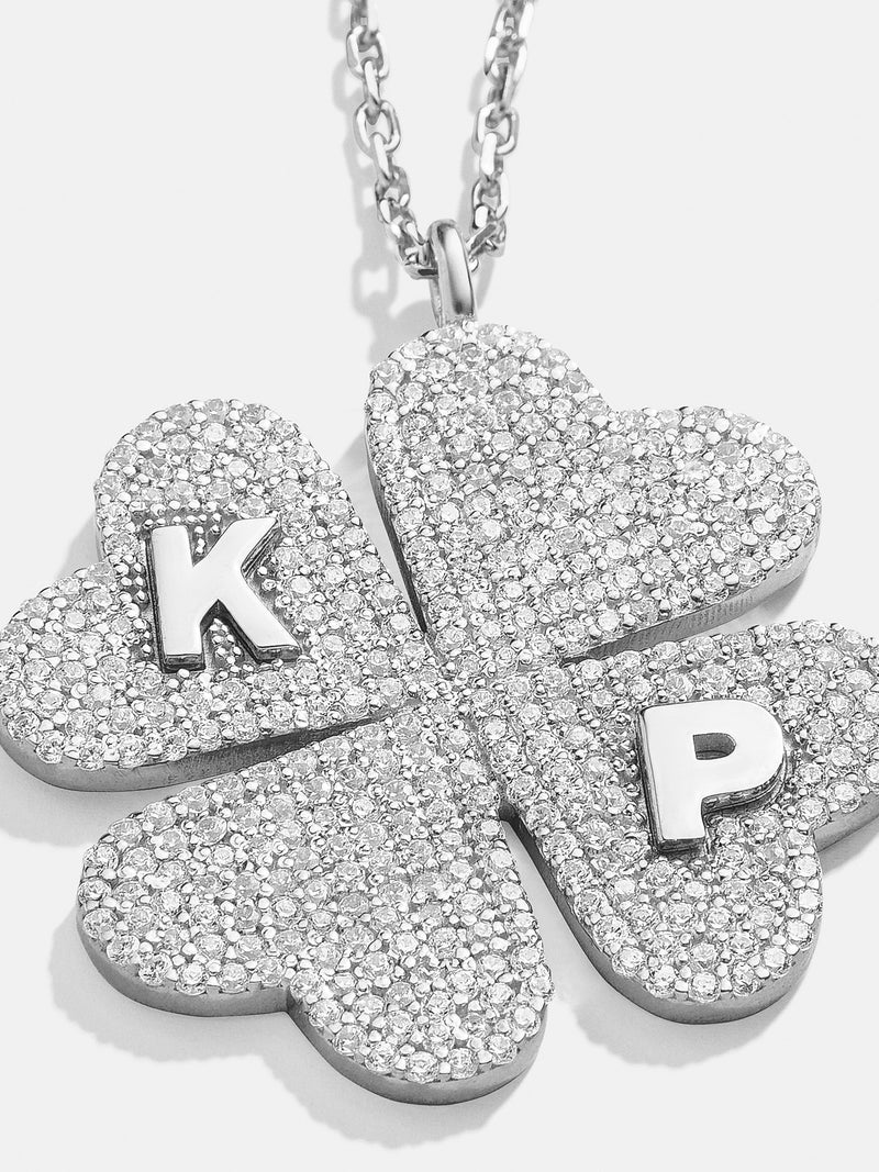 BaubleBar Clover Sterling Silver Custom Pendant Necklace - Pavé/Silver - 
    Enjoy 20% Off Custom Gifts
  
