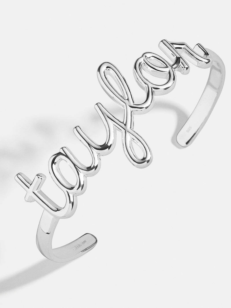 Sterling Silver Custom Nameplate Cuff Bracelet - Silver