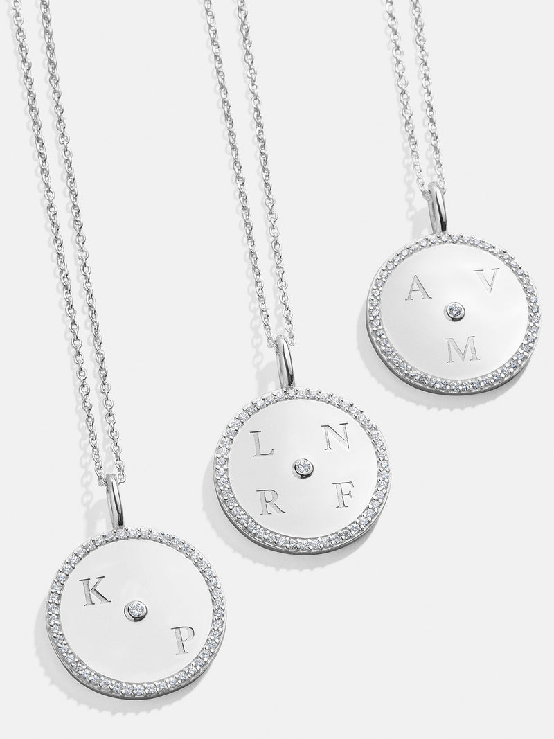 BaubleBar Classic Sterling Silver Custom Medallion Necklace - Silver - 
    25% Off Custom Gifts: One Week Only
  
