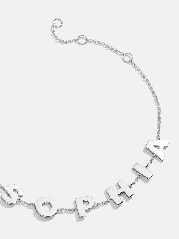 Sterling Silver Custom Spaced Letter Name Bracelet - Silver