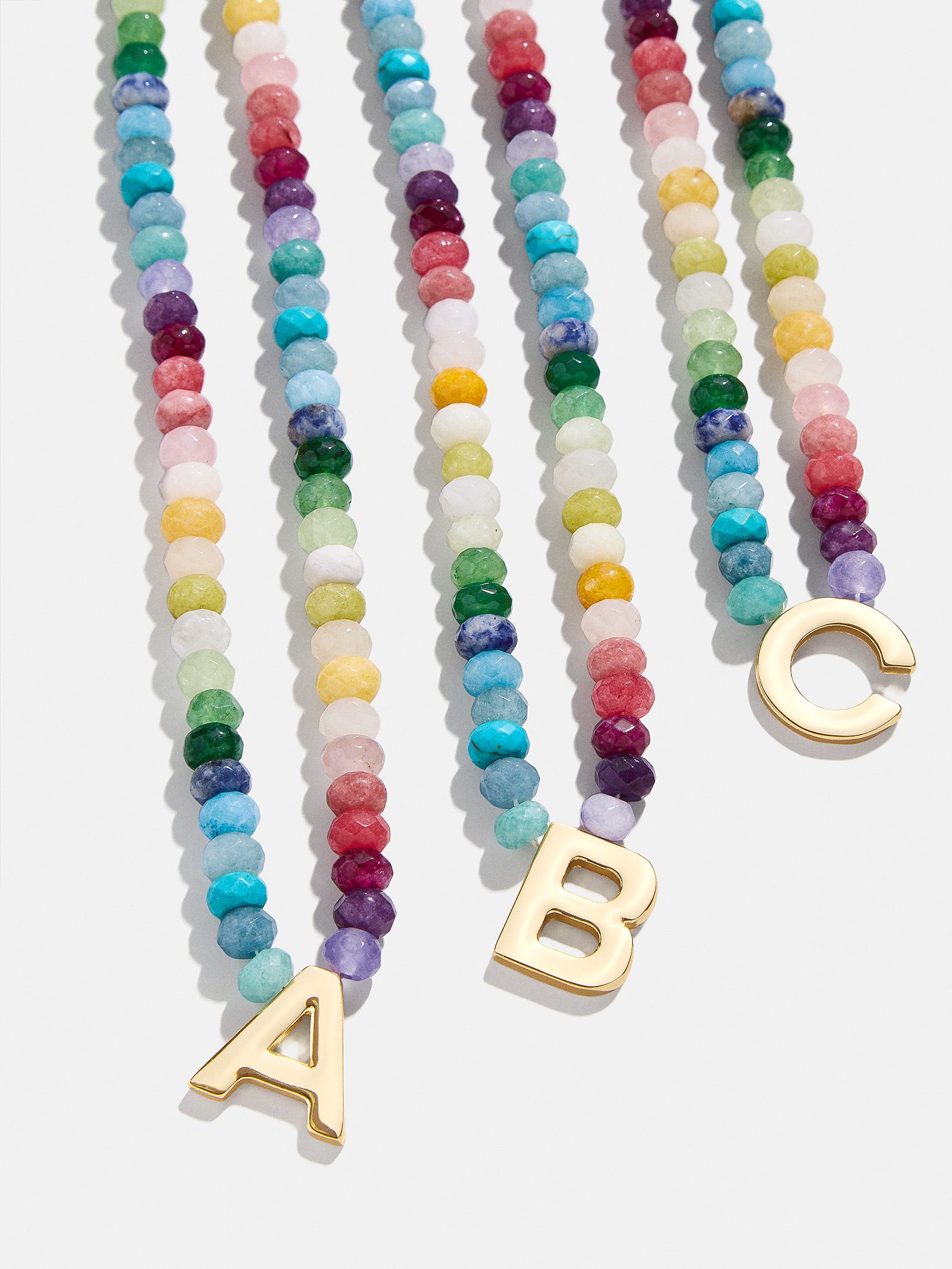 Semi-Precious Block Initial Necklace - Multi