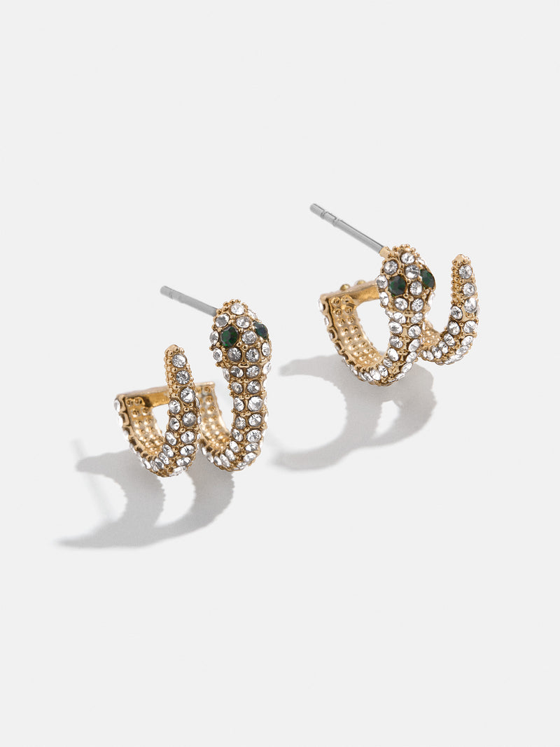 BaubleBar Slithering Spirit Earrings - Clear/Gold - 
    Crystal snake earrings
  
