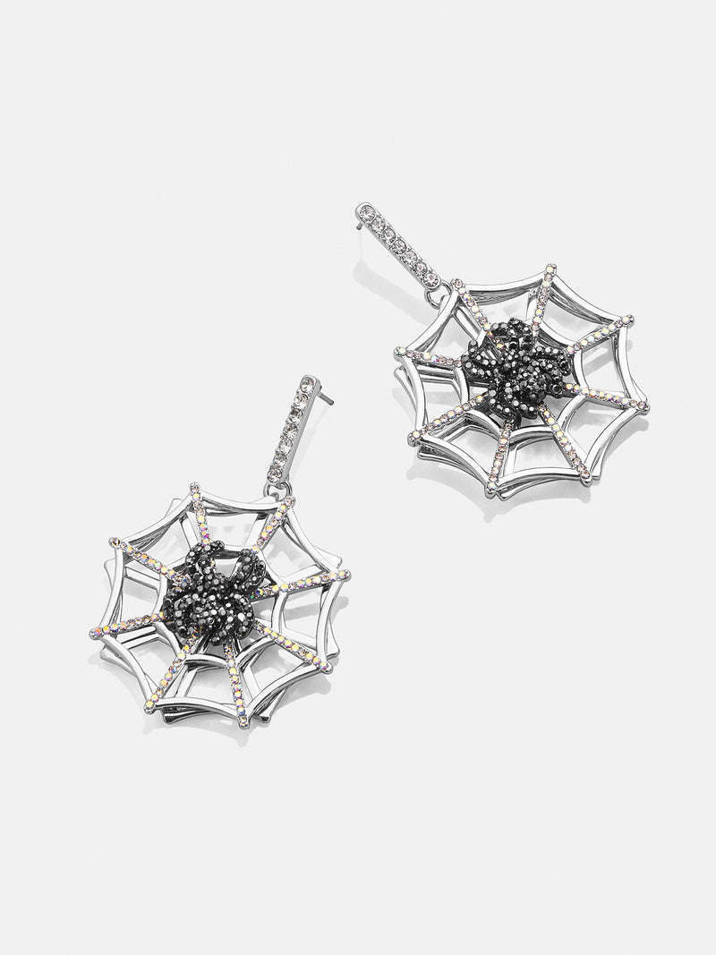 Web Struck Earrings - Silver