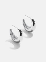 BaubleBar Kimberly Earrings - Pavé/Silver - 
    Silver hoop earrings
  
