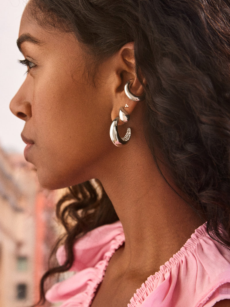 BaubleBar Kimberly Earrings - Pavé/Silver - 
    Silver hoop earrings
  
