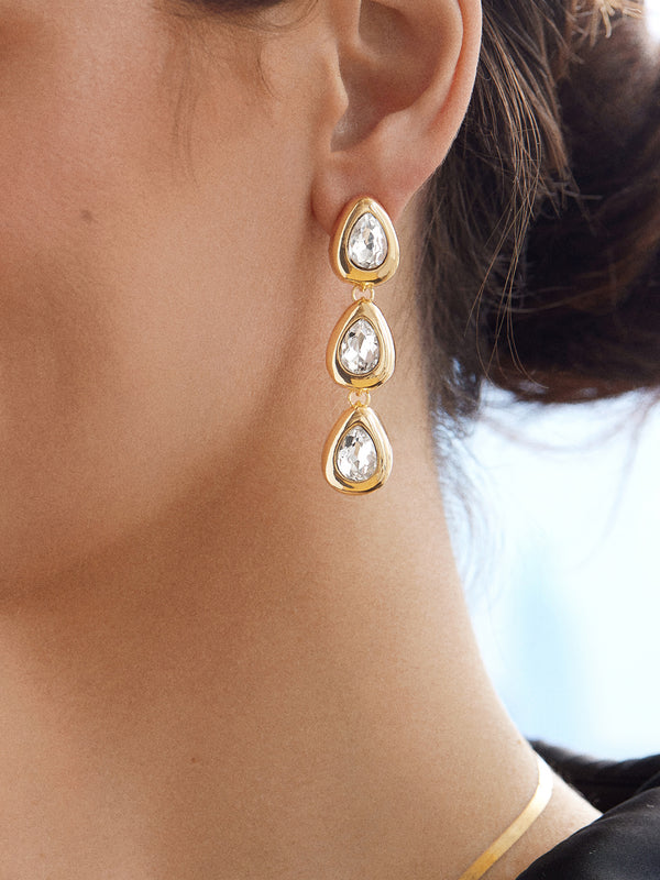 Eden Earrings - Clear/Gold