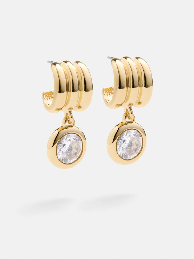 BaubleBar Loreli Earrings - Clear/Gold - 
    Gold drop earrings
  
