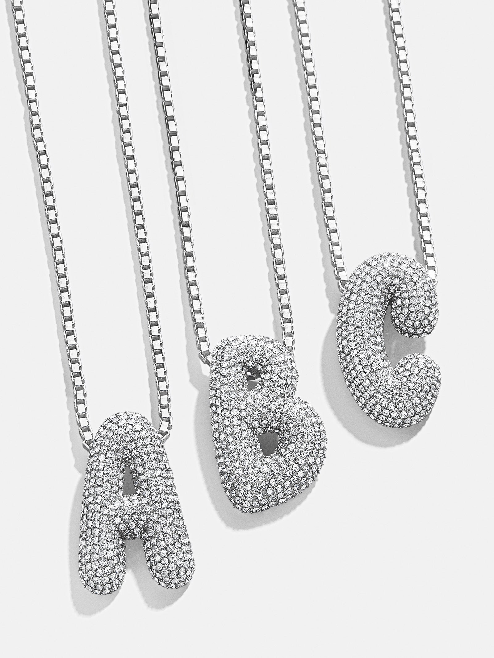 Pavé Bubble Initial Necklace - Pavé/Silver