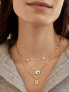 Gwen Mini Bubble Initial Necklace - Gold/Pavé