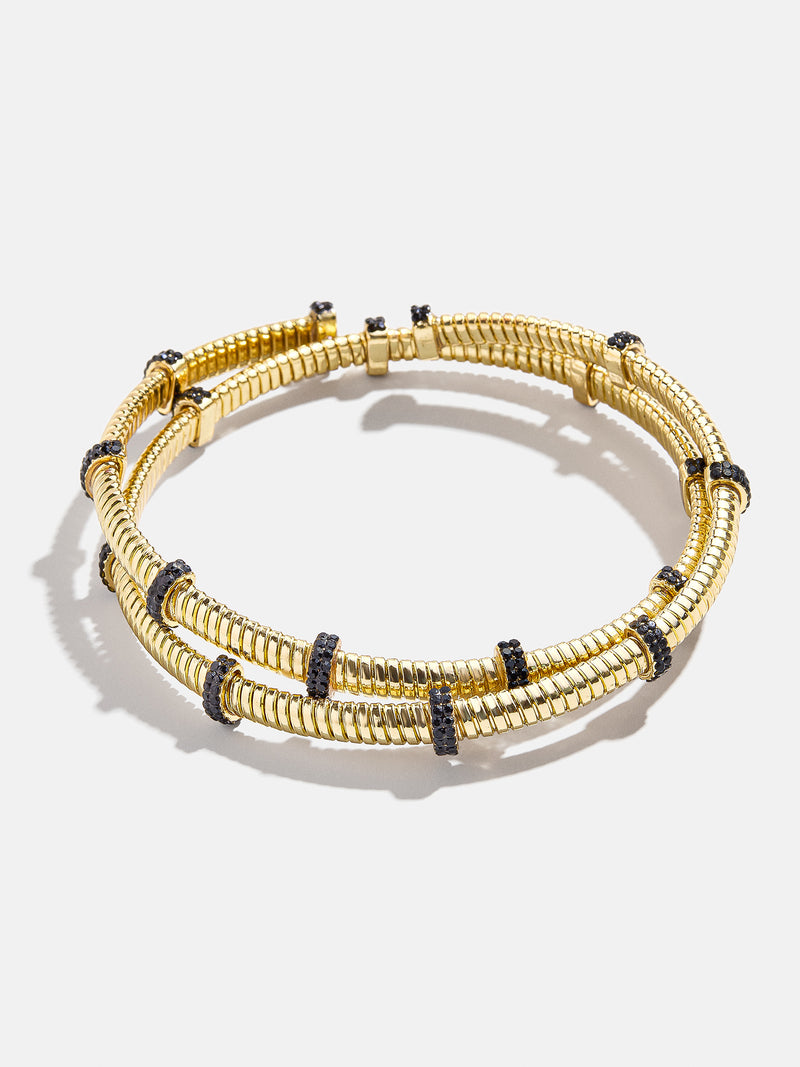 BaubleBar Eve Cuff Bracelet - Black - 
    Gold pavé coil bracelet
  
