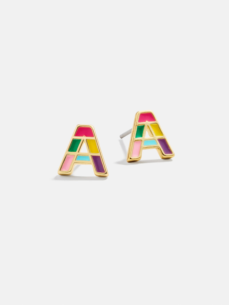 BaubleBar Kids' Rainbow Initial Earrings - Multi - 
    Kids initial stud earrings
  
