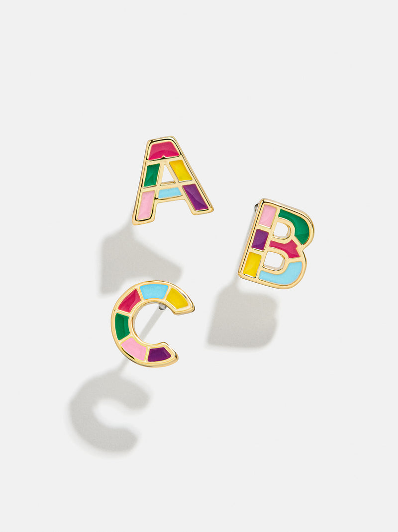 Kids' Rainbow Initial Earrings - Multi