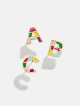 BaubleBar Kids' Rainbow Initial Earrings - Multi - 
    Kids initial stud earrings
  
